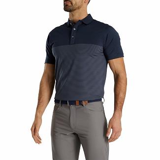Men's Footjoy Lisle Golf Shirts Navy/White NZ-487410